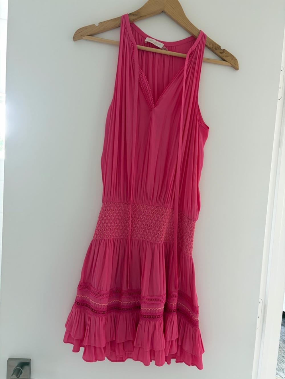 Ramy Brook Fuchsia V-Neck Pleated Maxi Dress
